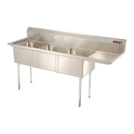 Aero Aero Manufacturing Company AF3-1818-18R Three Bowl SS Sink, 18 x 18, Right Side Drainboard AF3-1818-18R